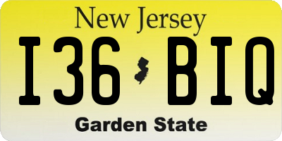 NJ license plate I36BIQ