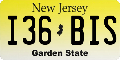 NJ license plate I36BIS