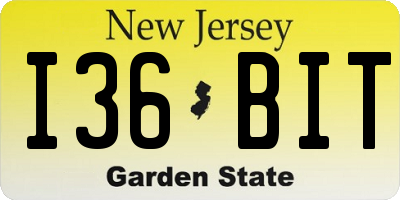 NJ license plate I36BIT