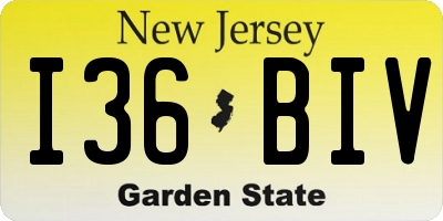 NJ license plate I36BIV