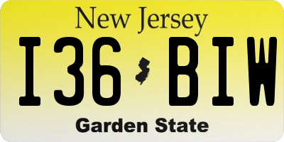 NJ license plate I36BIW