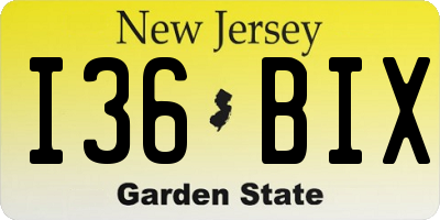 NJ license plate I36BIX