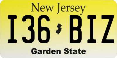 NJ license plate I36BIZ