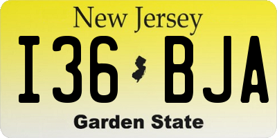 NJ license plate I36BJA