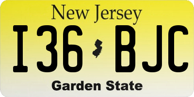 NJ license plate I36BJC