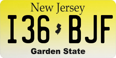 NJ license plate I36BJF