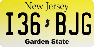 NJ license plate I36BJG