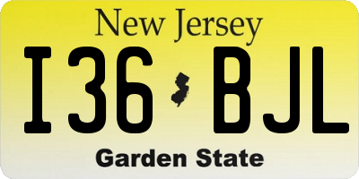 NJ license plate I36BJL