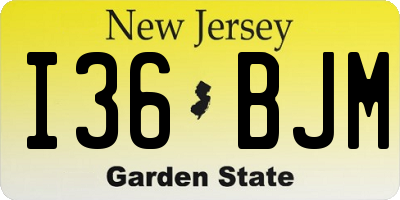 NJ license plate I36BJM