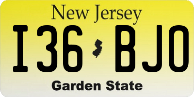 NJ license plate I36BJO