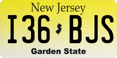 NJ license plate I36BJS