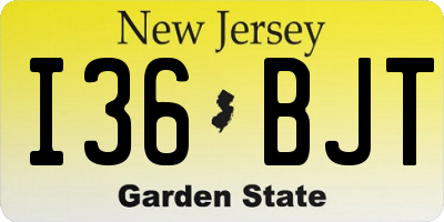 NJ license plate I36BJT