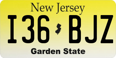 NJ license plate I36BJZ