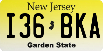 NJ license plate I36BKA