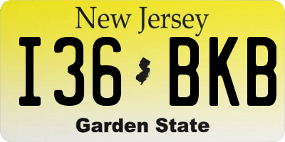 NJ license plate I36BKB