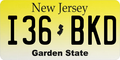 NJ license plate I36BKD
