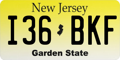 NJ license plate I36BKF