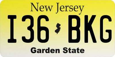 NJ license plate I36BKG