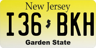 NJ license plate I36BKH