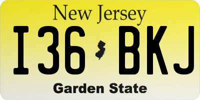 NJ license plate I36BKJ