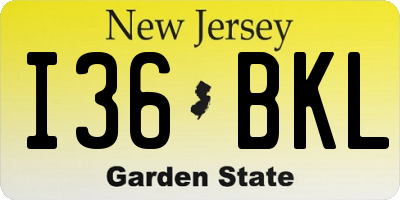 NJ license plate I36BKL