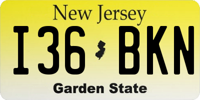 NJ license plate I36BKN