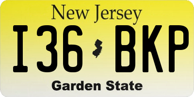 NJ license plate I36BKP