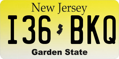NJ license plate I36BKQ