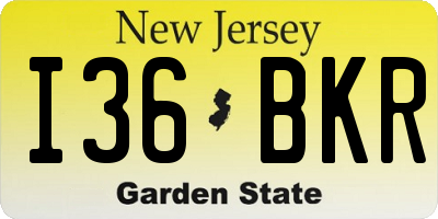 NJ license plate I36BKR