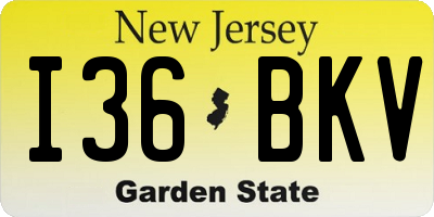 NJ license plate I36BKV