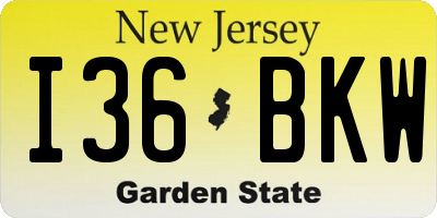 NJ license plate I36BKW