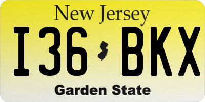 NJ license plate I36BKX