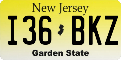 NJ license plate I36BKZ