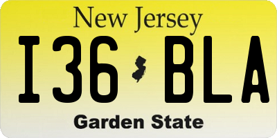 NJ license plate I36BLA