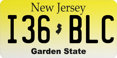 NJ license plate I36BLC