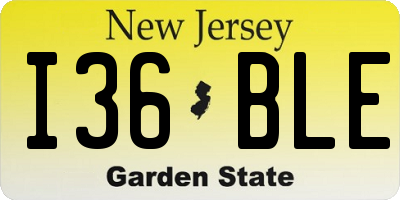 NJ license plate I36BLE