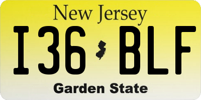 NJ license plate I36BLF