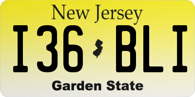 NJ license plate I36BLI