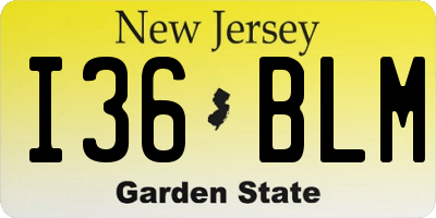 NJ license plate I36BLM