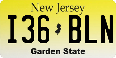 NJ license plate I36BLN