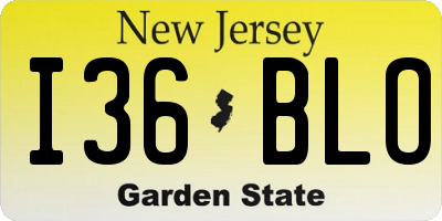NJ license plate I36BLO