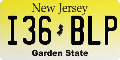 NJ license plate I36BLP