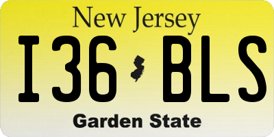 NJ license plate I36BLS