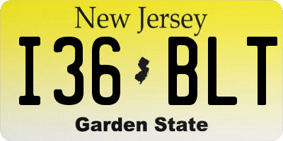 NJ license plate I36BLT