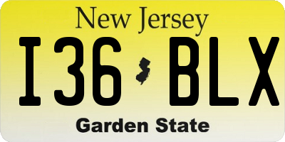 NJ license plate I36BLX