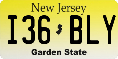 NJ license plate I36BLY