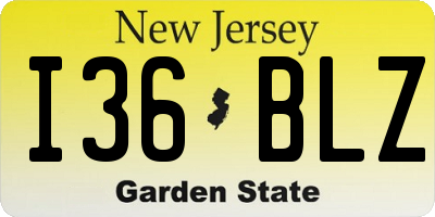 NJ license plate I36BLZ