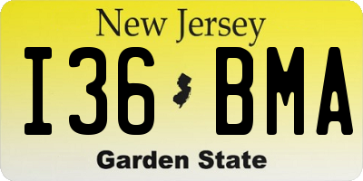 NJ license plate I36BMA