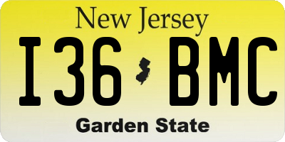 NJ license plate I36BMC
