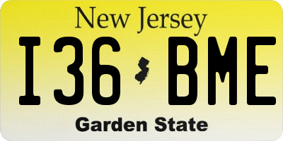 NJ license plate I36BME